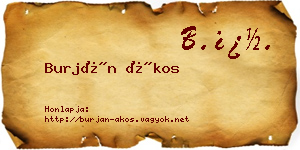 Burján Ákos névjegykártya